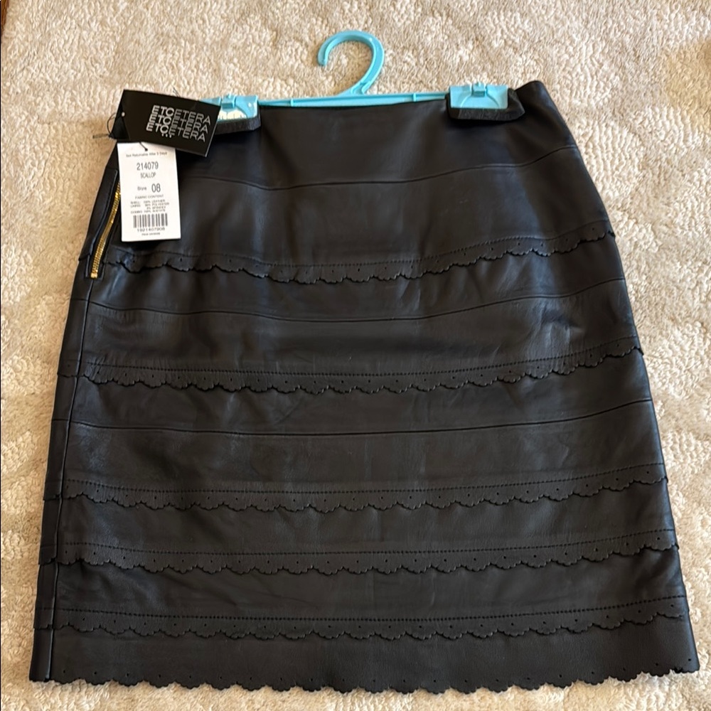 Black 100 % Leather Skirt by Etcetera NWT